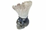 Polished Agate Skull with Amethyst Crown #181952-1